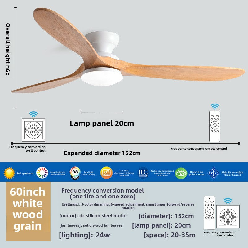 Solid Wood Ceiling Fan Light with LED Lighting