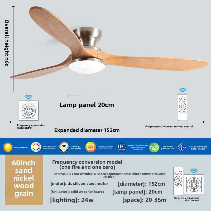 Solid Wood Ceiling Fan Light with LED Lighting