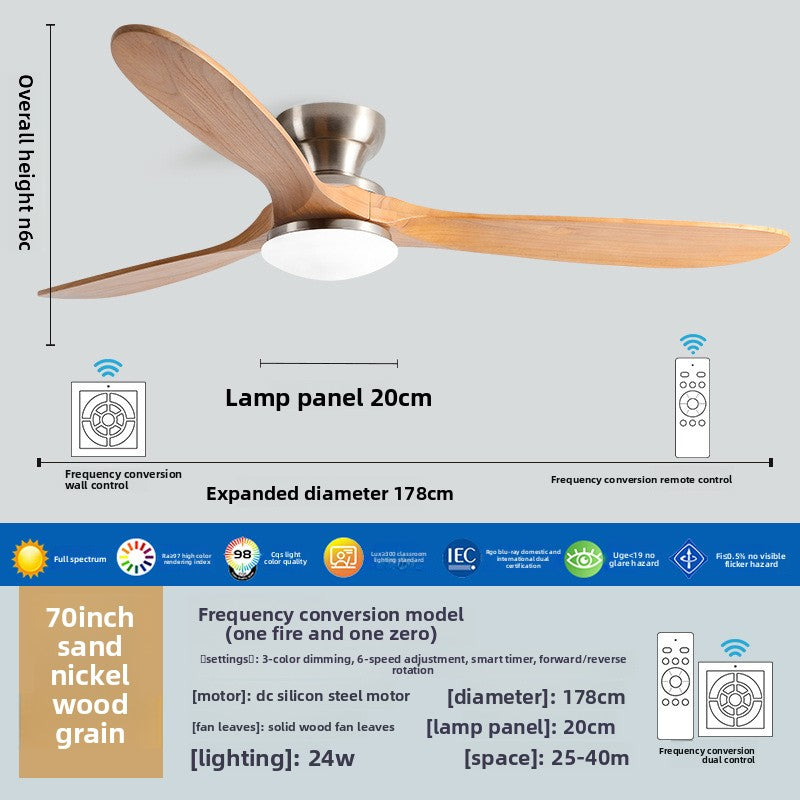 Solid Wood Ceiling Fan Light with LED Lighting