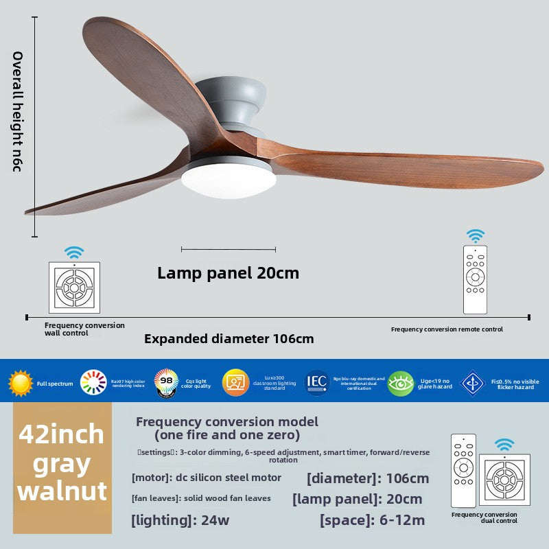 Solid Wood Ceiling Fan Light with LED Lighting
