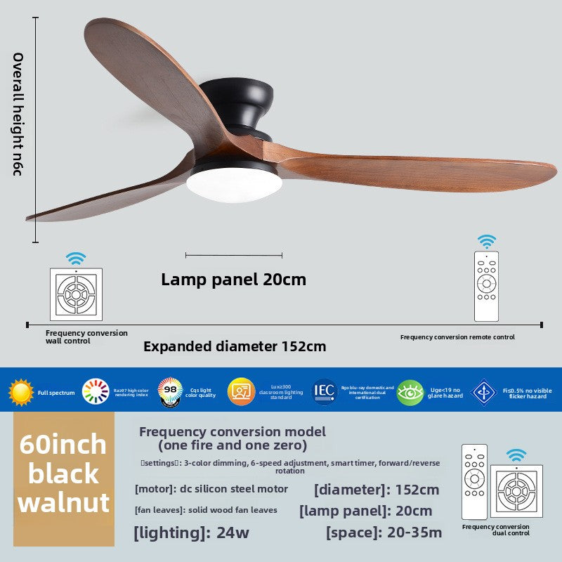 Solid Wood Ceiling Fan Light with LED Lighting