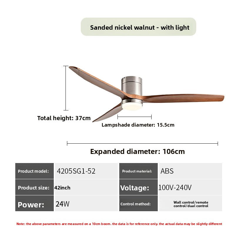 Solid Wood Ceiling Fan with Light