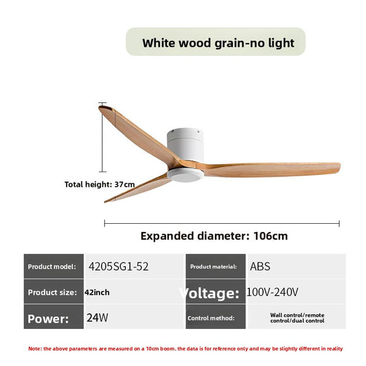 Solid Wood Ceiling Fan with Light