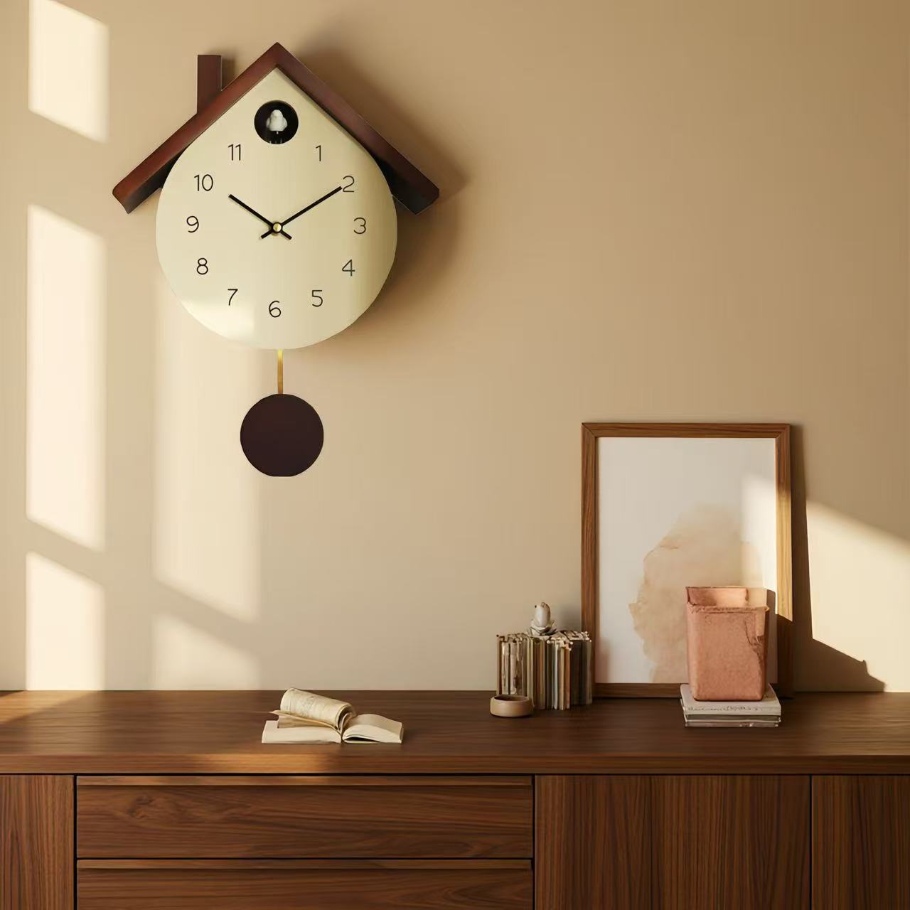 Solid Wood Chiming Bird Clock