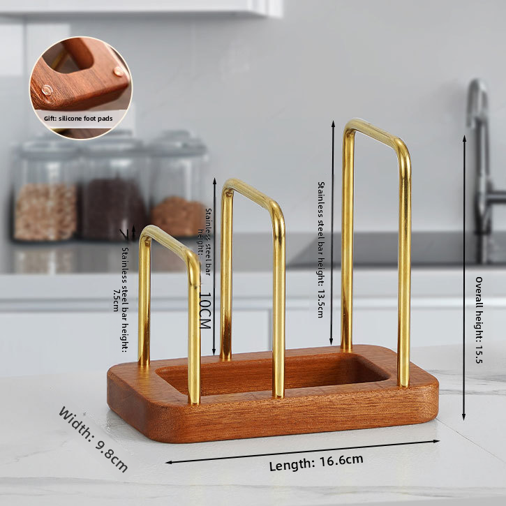 Solid Wood Cutting Board and Pot Lid Storage Rack
