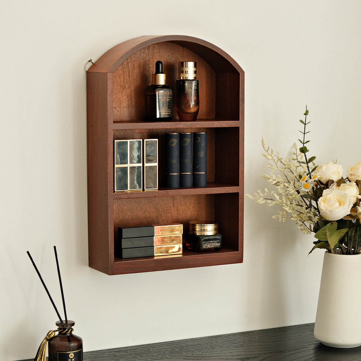 Solid Wood Desktop Storage Organizer with Drawer