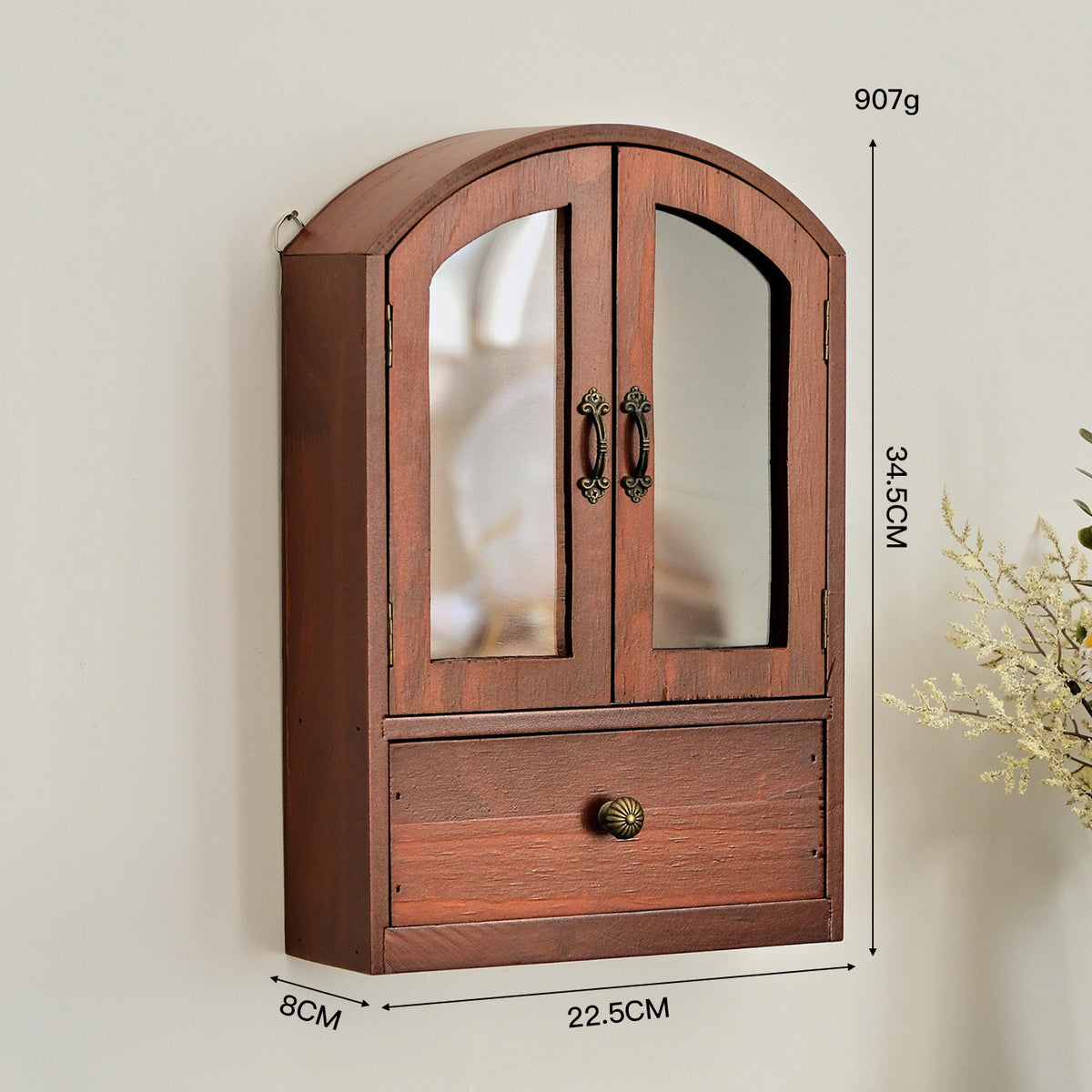 Solid Wood Desktop Storage Organizer with Drawer
