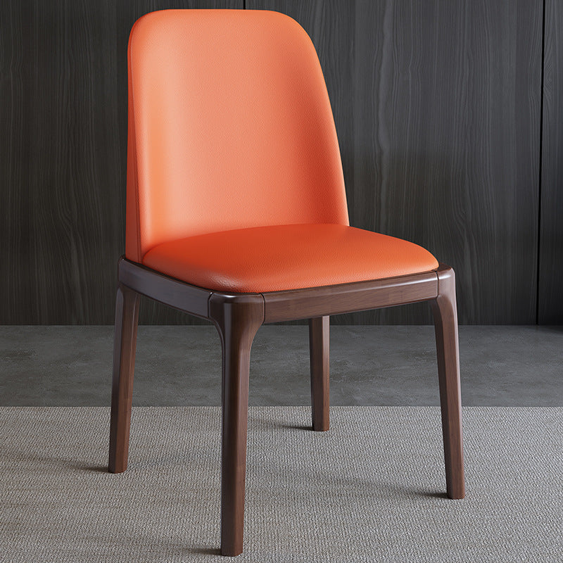 Solid Wood Dining Chair with Leather Upholstery