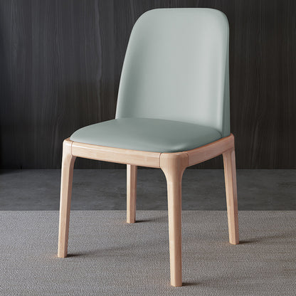 Solid Wood Dining Chair with Leather Upholstery