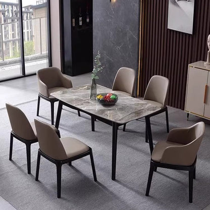 Solid Wood Dining Chair with Leather Upholstery