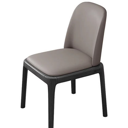 Solid Wood Dining Chair with Leather Upholstery