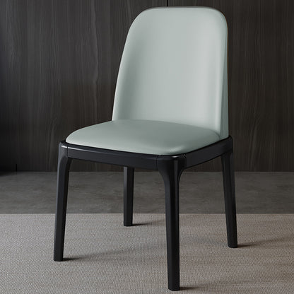 Solid Wood Dining Chair with Leather Upholstery