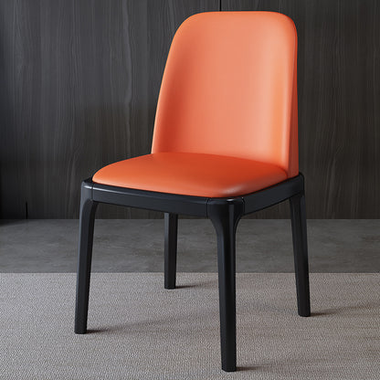 Solid Wood Dining Chair with Leather Upholstery