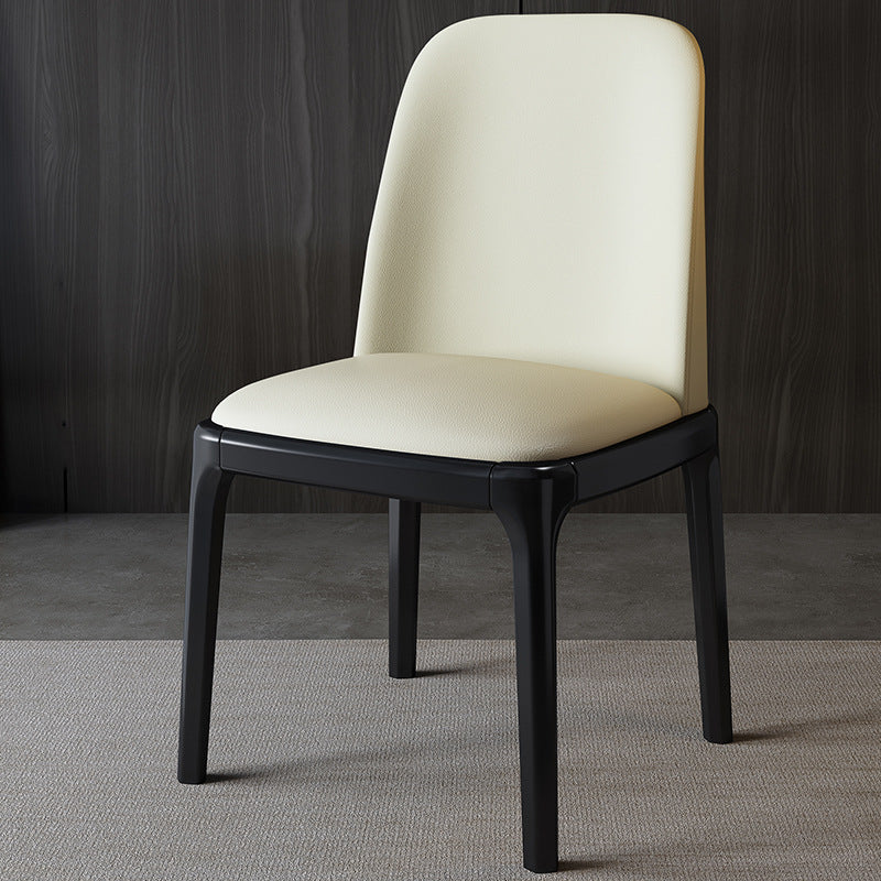 Solid Wood Dining Chair with Leather Upholstery
