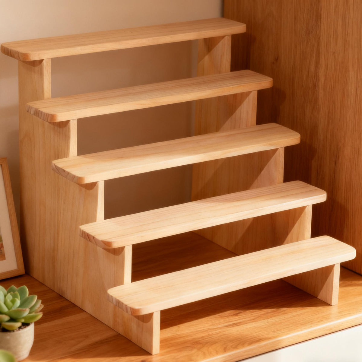 Solid Wood Display Rack Storage Shelf
