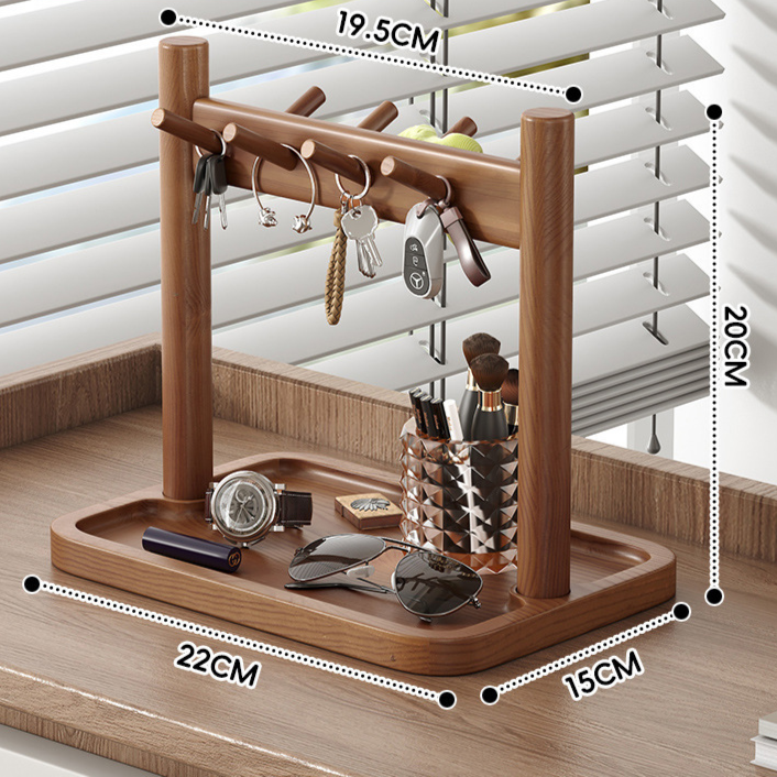 Solid Wood Entryway Organizer Rack for Keys and Accessories
