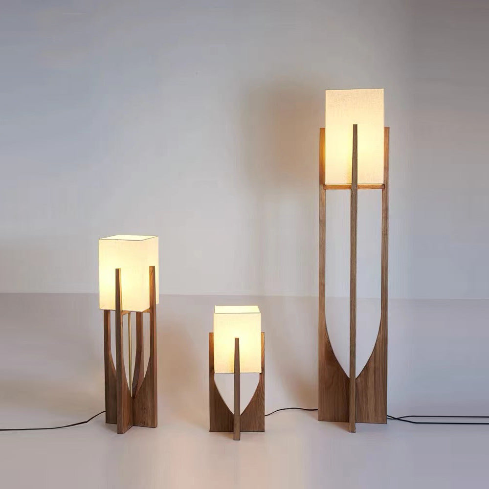 Solid Wood Floor Lamp with Adjustable Lighting