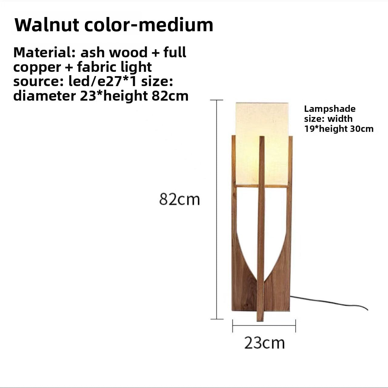 Solid Wood Floor Lamp with Adjustable Lighting