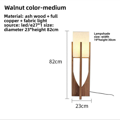 Solid Wood Floor Lamp with Adjustable Lighting