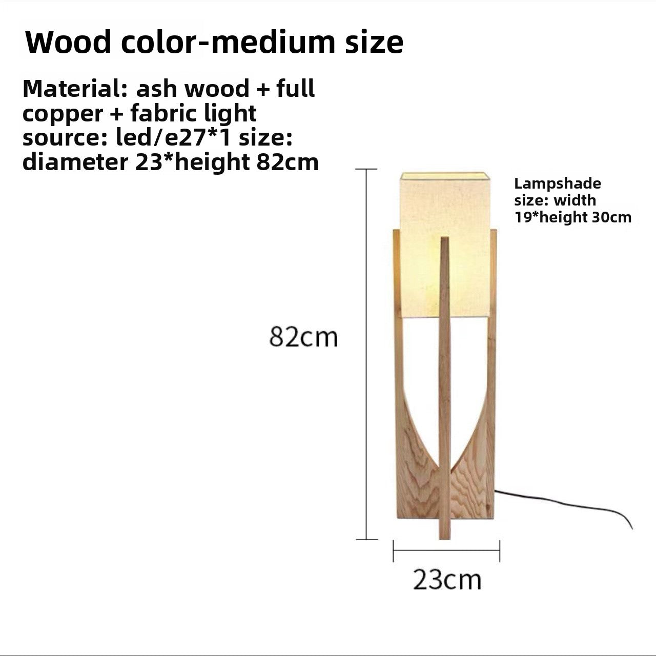 Solid Wood Floor Lamp with Adjustable Lighting
