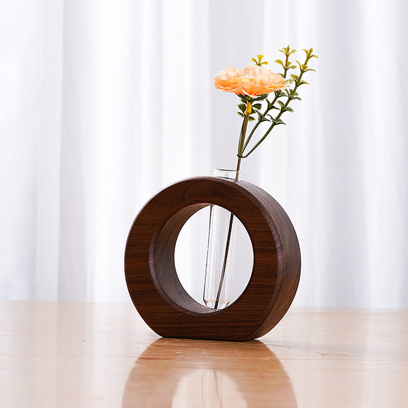 Solid Wood Flower Vase for Home Decoration