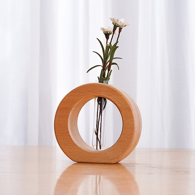 Solid Wood Flower Vase for Home Decoration