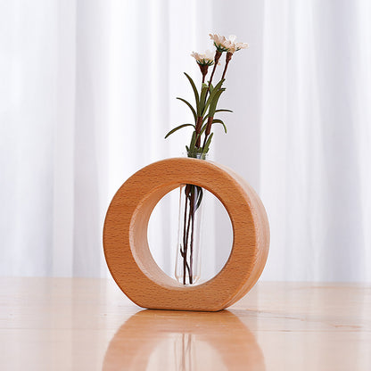 Solid Wood Flower Vase for Home Decoration