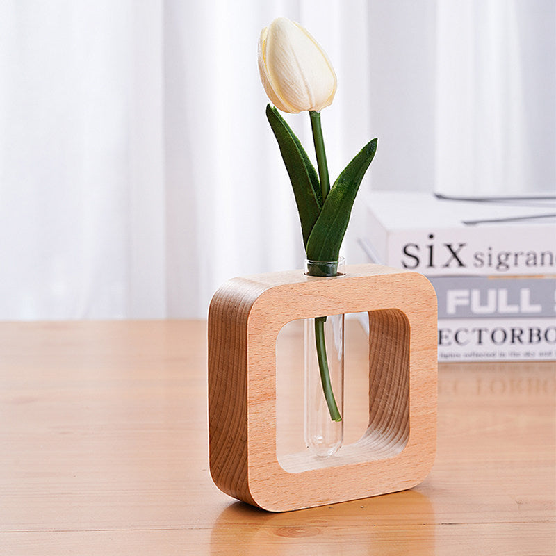 Solid Wood Flower Vase for Home Decoration