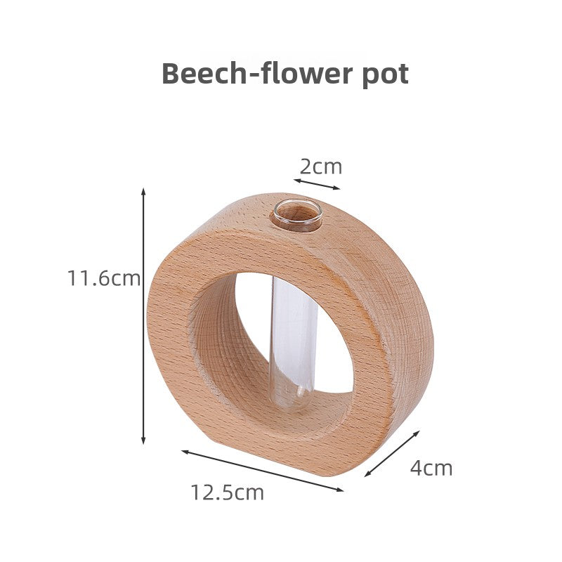 Solid Wood Flower Vase for Home Decoration