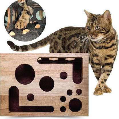 Solid wood fun maze cat toy