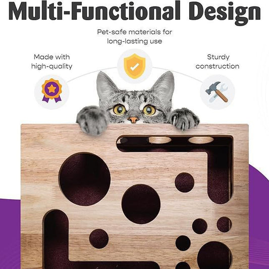 Solid wood fun maze cat toy