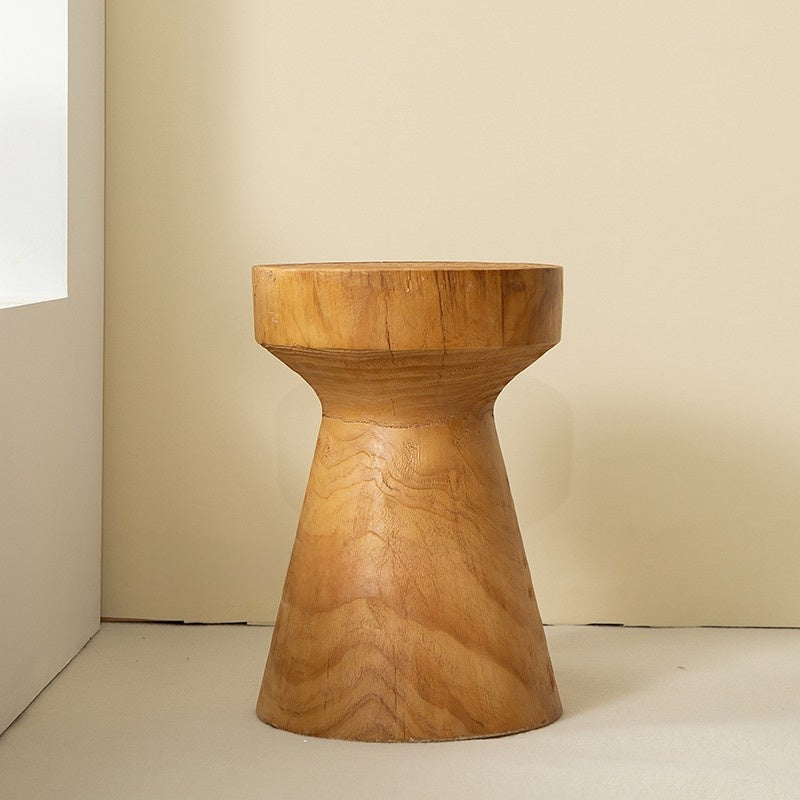 Solid Wood Geometric Stool Side Table