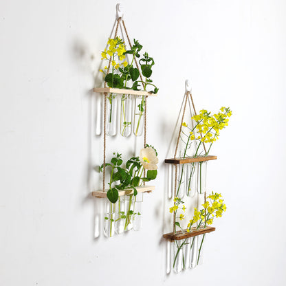 Solid wood hydroponic test tube wall-mounted unit