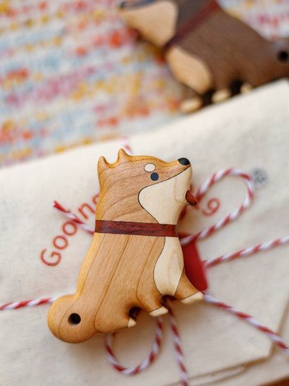 Solid Wood Magnetic Refrigerator Magnet Dog Cute Cartoon Decoration