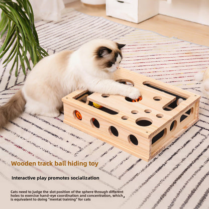 Solid Wood Maze Cat Scratching Puzzle Toy Box