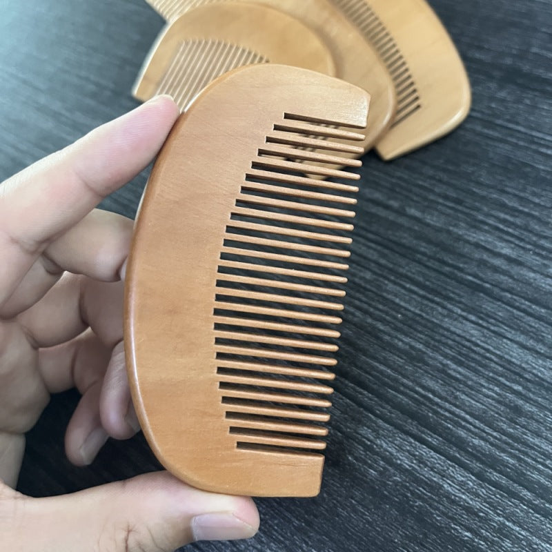 Solid Wood Moon Shape Hair Comb with Customizable Logo