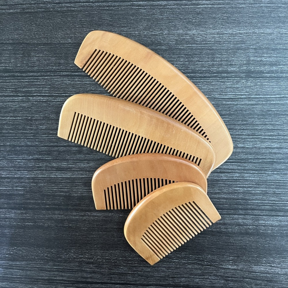 Solid Wood Moon Shape Hair Comb with Customizable Logo
