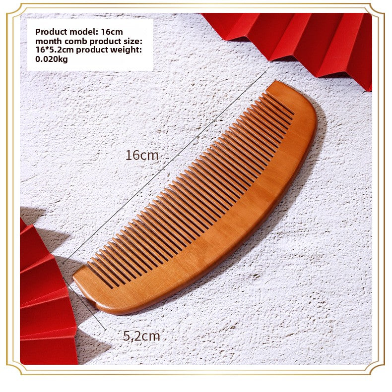 Solid Wood Moon Shape Hair Comb with Customizable Logo