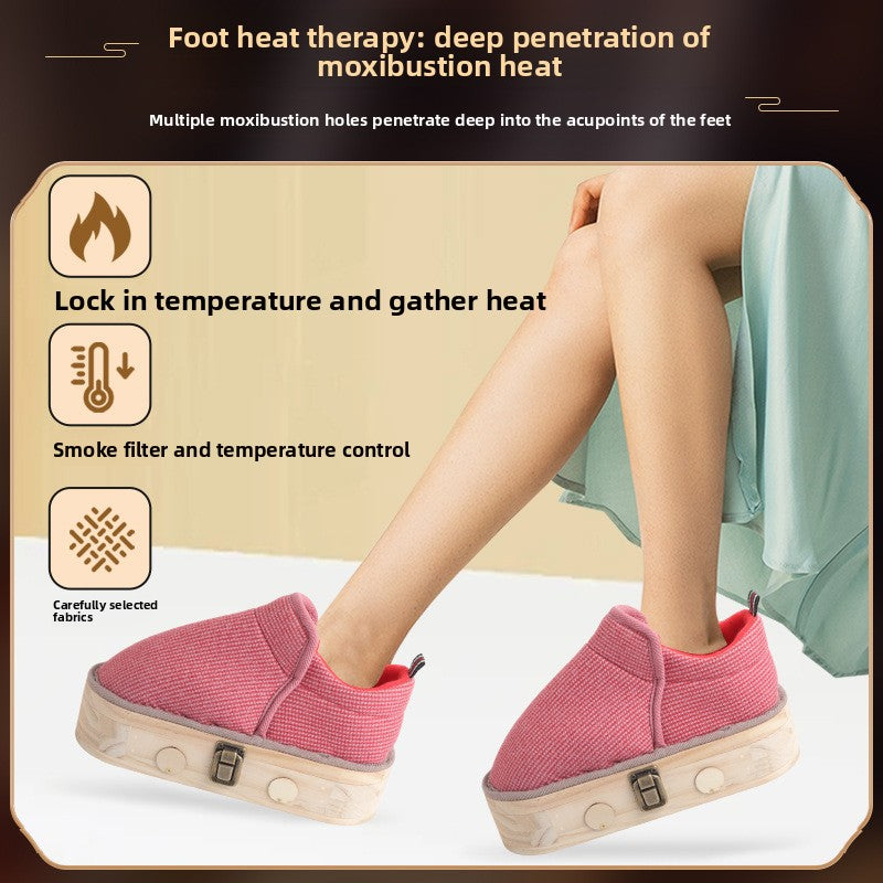 Solid Wood Moxibustion Shoes for Foot Care