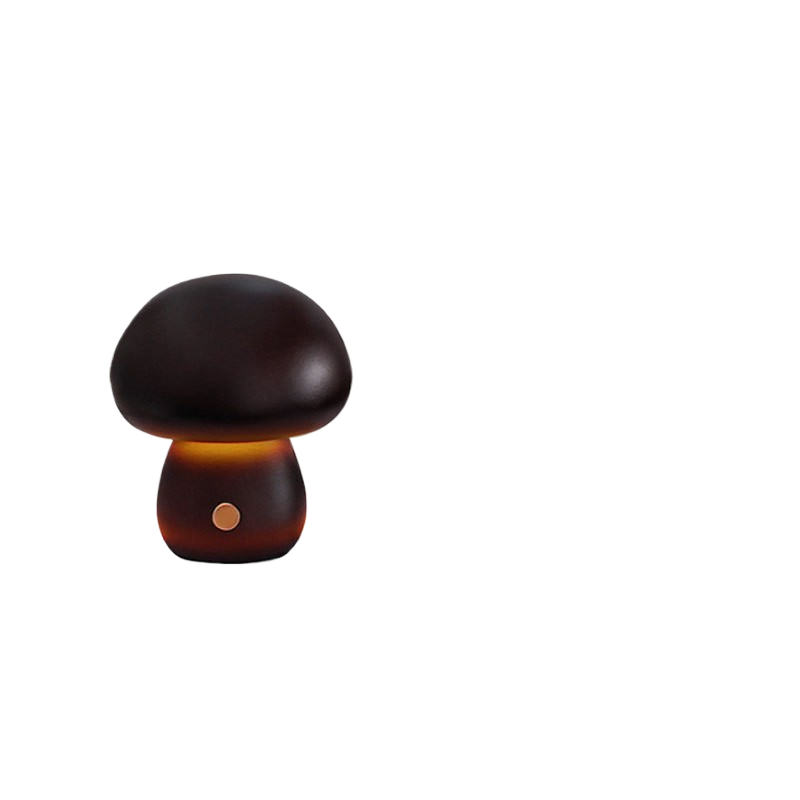 Solid Wood Mushroom Table Lamp with Touch Control