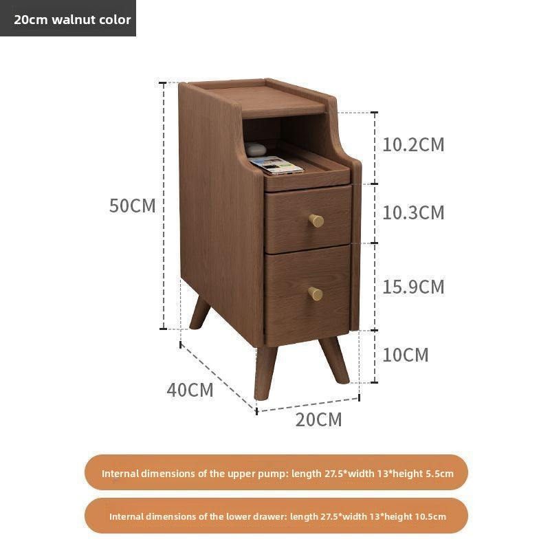 Solid Wood Narrow Bedside Table