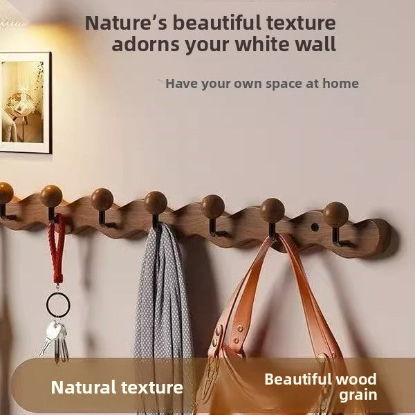 Solid Wood Planet Wall Mounted Coat Rack with Hooks