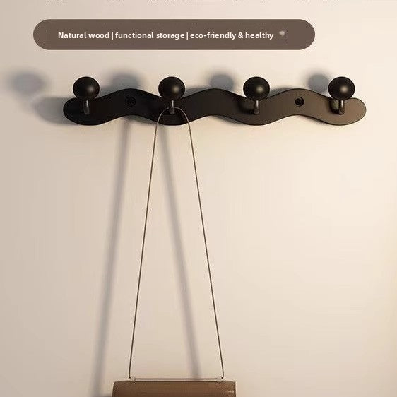 Solid Wood Planet Wall Mounted Coat Rack with Hooks