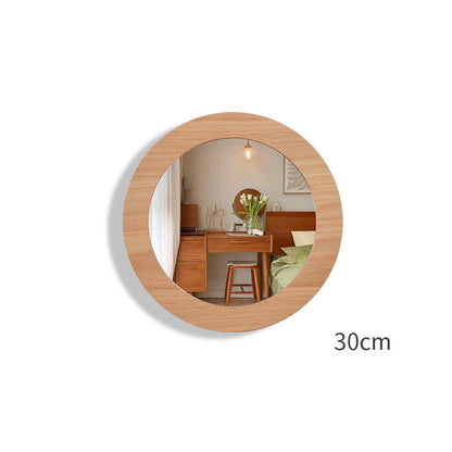 Solid Wood Round Wall Mounted Mirror