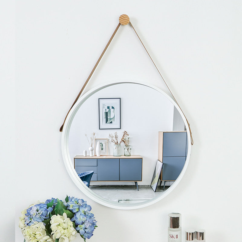 Solid Wood Round Wall Mounted Mirror