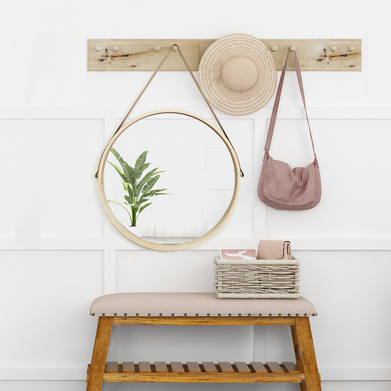 Solid Wood Round Wall Mounted Mirror