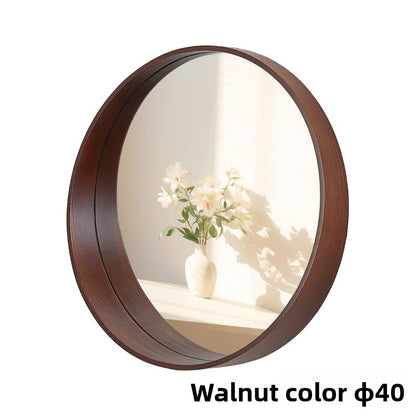 Solid Wood Round Wall Mounted Mirror