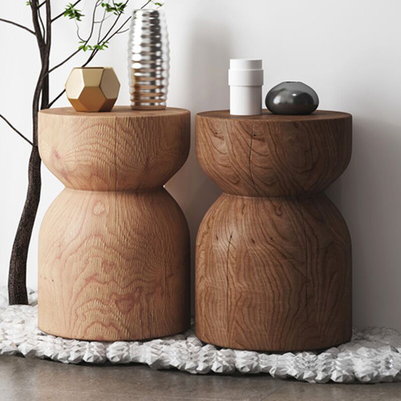Solid Wood Stump Side Table