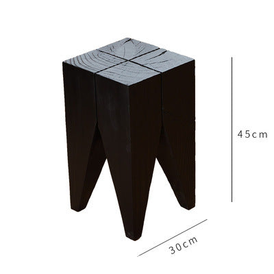 Solid Wood Stump Side Table