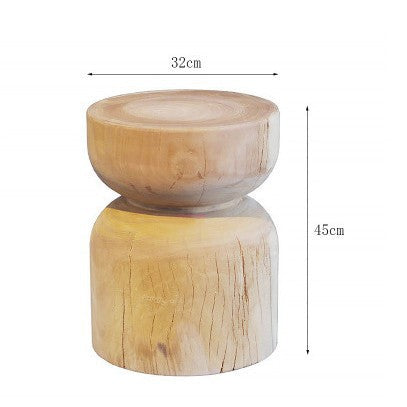 Solid Wood Stump Side Table